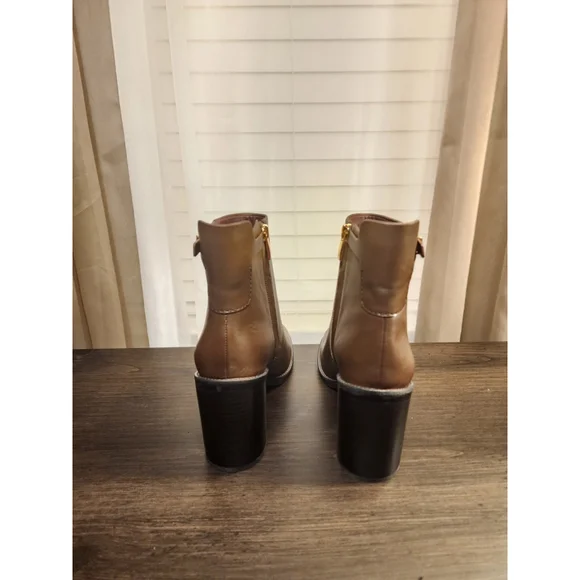 Franco Sarto Rivet LEATHER Buckle Ridding Boots Booties SZ 9.5 M Umber Brown - Picture 11 of 16